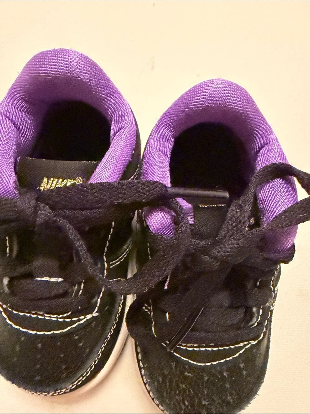 Kids Black and Purple Lace-Up Sneakers